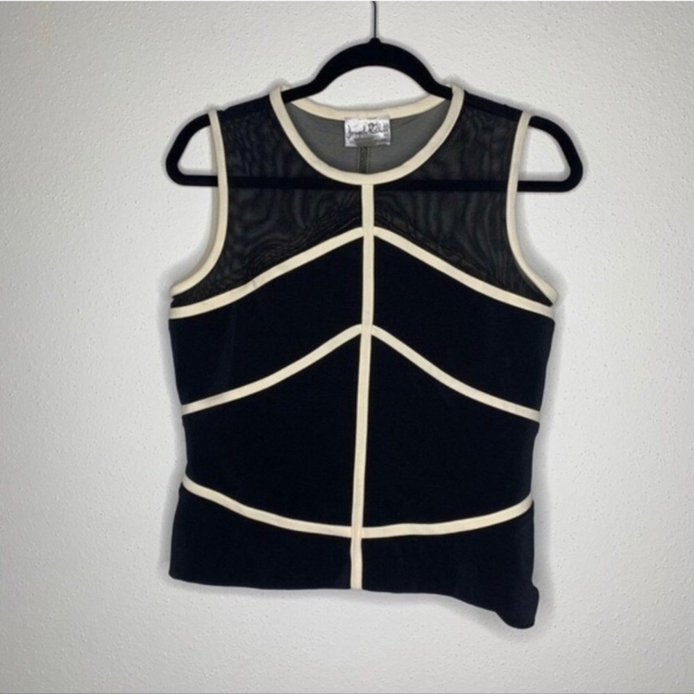 Joseph Ribkoff black and white sleeveless top